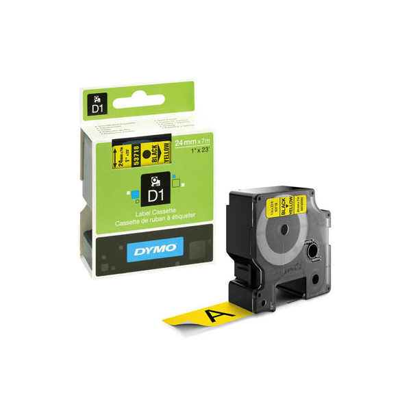 5411313537186 - DYMO Original D1-Etikettenband | schwarz auf gelb | 24 mm x 7 m | selbstklebendes Schriftband | für LabelManager-Beschriftungsgerät
