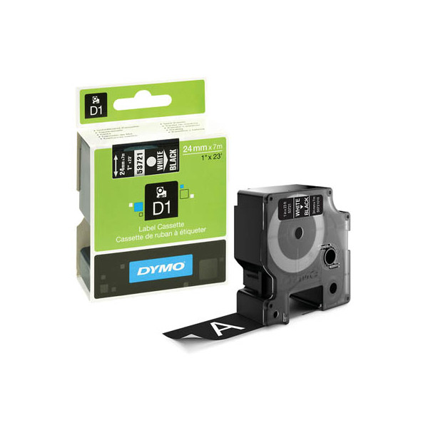 5411313537216 - DYMO Original D1-Etikettenband | weiß auf schwarz | 24 mm x 7 m | selbstklebendes Schriftband | für LabelManager-Beschriftungsgerät
