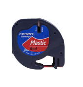 LetraTag Schriftband S0721680 12mm x 4m schwarz/rot laminiert selbstklebend