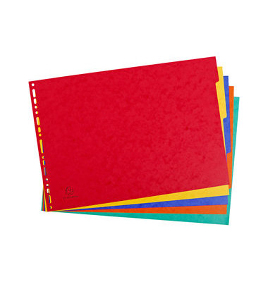Kartonregister 2905E, 5-teilig blanko, A3 quer, 400 g/m², farbige Taben, 5-teilig