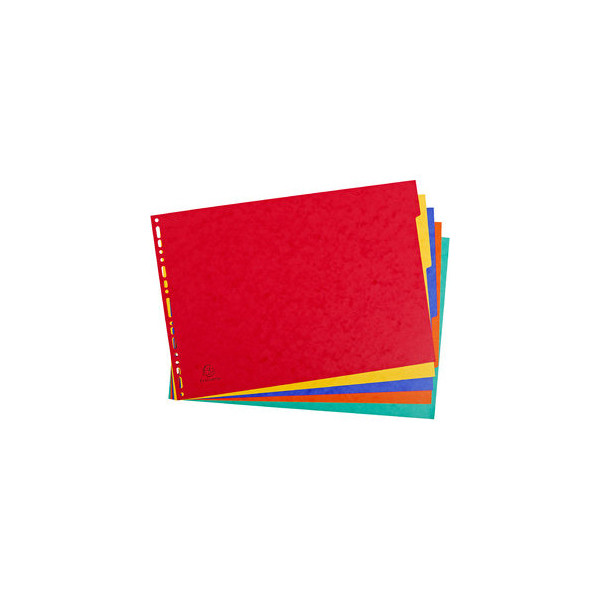 20 Stück Exacompta Kartonregister 2905E, 5-teilig blanko, A3 quer, 400 g/m², farbige Taben, 5-teilig 3141871909881 Exacompta
