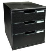 Schubladenbox Modulo 325414D schwarz/schwarz 3 Schubladen geschlossen