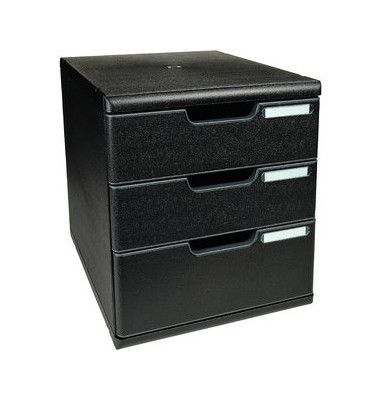 Schubladenbox Modulo 325414D schwarz/schwarz 3 Schubladen geschlossen