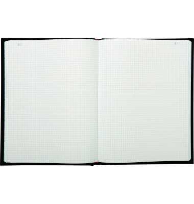 Geschäftsbuch 413E schwarz, A4 kariert, 110g, 150 Blatt / 300 Seiten, paginiert