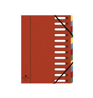 Ordnungsmappe Harmonika 55125E, 1-12, rot, Din A4, 12 F&auml;cher