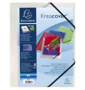 Eckspannmappe Kreacover 55188E, A4 weiß-transparent PP, mit 3 Einschlagklappen