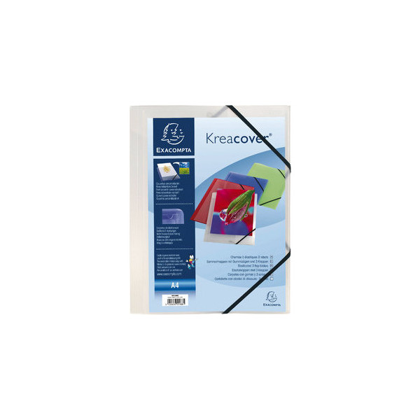 3130630551881 - Eckspannmappe Kreacover 55188E A4 weiß-transparent Polypropylen (PP) 80g mit 3 Einschlagklappen 3130630551881 Exacompta