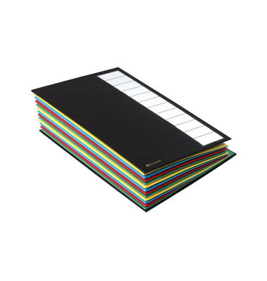 Ordnungsmappe Ordonator 55341E, 12-teilig blanko, schwarz, A4, 12 F&auml;cher