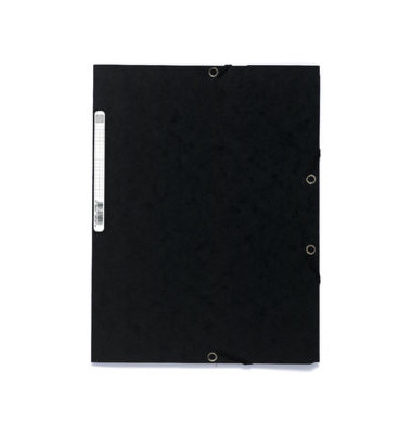 Eckspannmappe 55501E, A4 schwarz Karton 400g, mit 3 Einschlagklappen