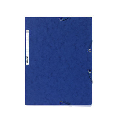 Eckspannmappe 55502E, A4 blau Karton 400g, mit 3 Einschlagklappen