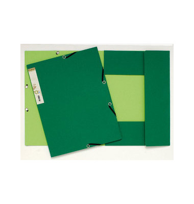 Eckspannmappe 56983E, A4 grün RC-Wellpappe 380g, mit 3 Einschlagklappen