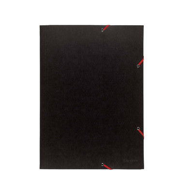 Eckspannmappe 59502E, A3 schwarz Karton 600g, mit 3 Einschlagklappen