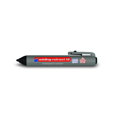 Boardmarker retract 12, 4-12001, Stift, schwarz, 1,5-3mm Rundspitze