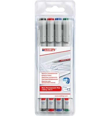 Folienstift 150 S farbig sortiert 0,3 mm 4er-Etui non-permanent