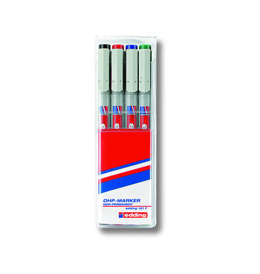 Folienstifte-Set, 151F/4S, 4-farbig sortiert, 0,6mm, Rundspitze