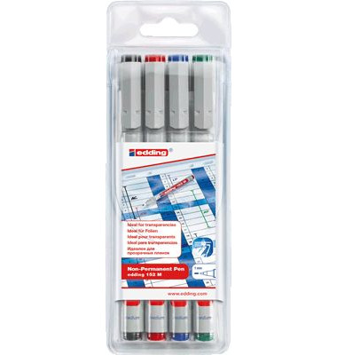 Folienstift 152 M farbig sortiert 1,0 mm 4er-Etui non-permanent Folienstift 152 M farbig sortiert 1,0 mm 4er-Etui non-permanent
