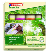 Textmarker-Set Highlighter 24 EcoLine, 4-24-4, Etui (4 #), farbig sortiert (gelb/rosa/orange/hellgr&uuml;n), 2-5mm Keilspitze