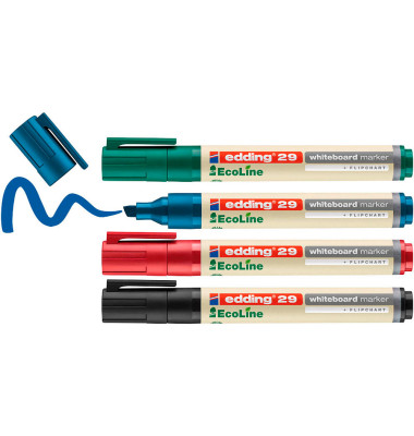 Boardmarker-Set 29 Ecoline, 4-29-4, Etui, rot, blau, gr&uuml;n, schwarz, 1-5mm Keilspitze