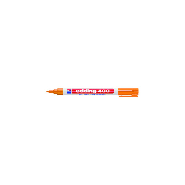 edding 400 Permanentmarker - orange - 1 Stift - feine Rundspitze 1 mm - wasserfest, schnell-trocknend - wischfest - für Karton, Kunststoff, Holz, Metall, Glas