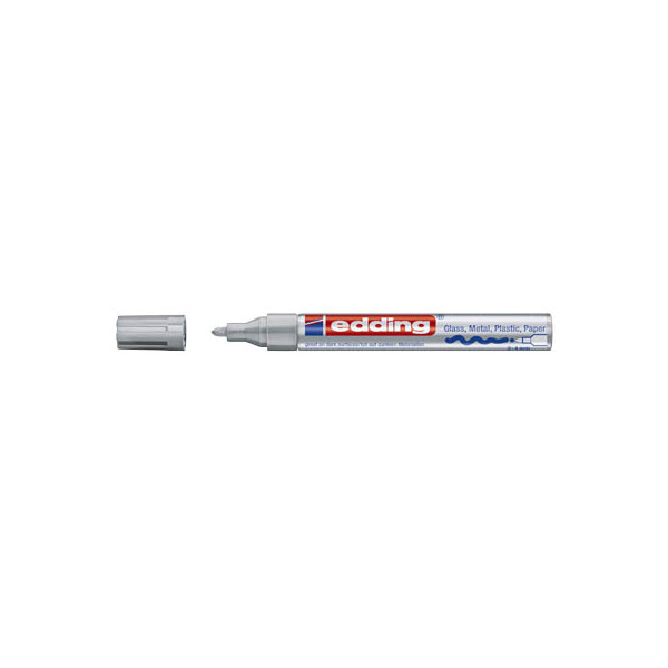 4004764498253 - edding 750 Permanent Lackmarker Silber Mittel Rundspitze 2 - 4 mm Wasserbeständig