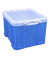 Aufbewahrungsbox 35TBCB, 35 Liter mit Deckel, für A4 Ordner, Hängemappen, außen 480x390x310mm, Kunststoff blau/transparent