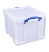 Aufbewahrungsbox 35STRW, 35 Liter mit Deckel, für A4 Ordner, Hängemappen, außen 480x390x310mm, Kunststoff weiß