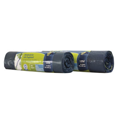 Müllsäcke 9100000107, blau, 120 Liter, mit Zugband, stark