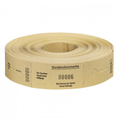 Garderobenmarken W&A 1-500 gelb Nr.675002 Rolle