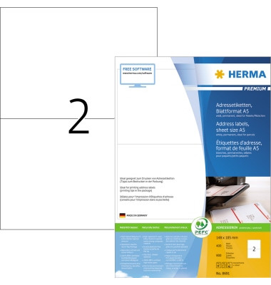 Etiketten Premium 8691, weiß 148x105mm, rechteckig, 