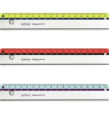 Kunststoff-Lineal my.pen 11367984 glasklar/farbig sortiert 17cm