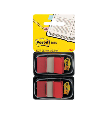 Haftmarker 680-RD2, Index Standard, 25x43mm, rot, ohne, rechteckig