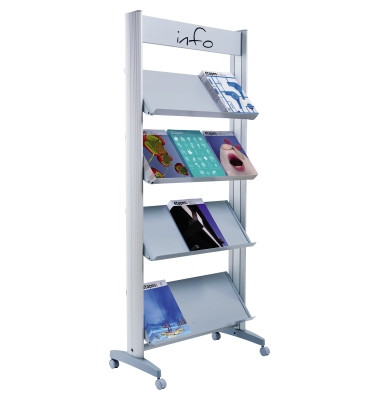 Prospektst&auml;nder Mobile alu f&uuml;r 12 Prospekte 167,8x72x38,5cm