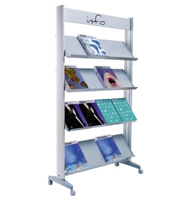 Prospektst&auml;nder Mobile alu f&uuml;r 16 Prospekte 167,8x94x38,5cm