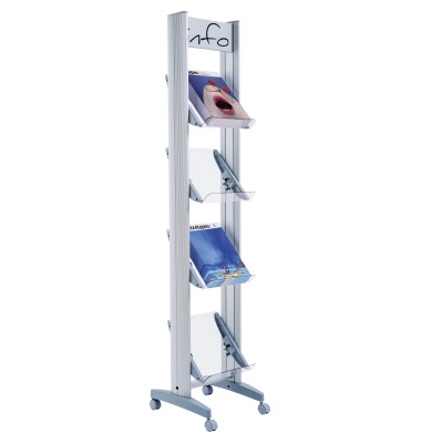 Prospektst&auml;nder Mobil alu f&uuml;r 4 Prospekte 167,8x33x38,5cm