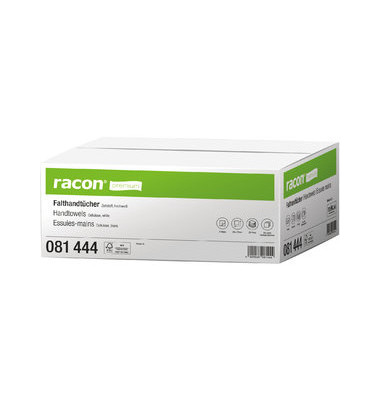 Falthandt&uuml;cher Racon Premium 081444, 25x23cm, 2-lagig, Zickzack (V-Falz), wei&szlig;, Tissue