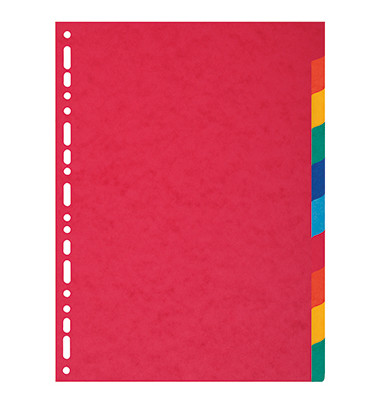 Kartonregister 1410E, 10-teilig blanko, A4, 225 g/m&sup2;, farbige Taben, 10-teilig