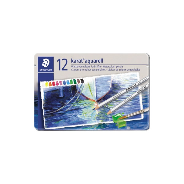 4007817125397 - STAEDTLER Aquarellstift karat 12er Metalletui Minenstärke 30 mm sechseckig lichtecht wasservermalbar - 1 Stück (125 M12)
