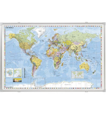 Landkarte Welt 1:33000000 138x88cm magnetisch