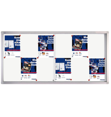 Schaukasten PRO SK61 12 x A4 Schiebetür Metallrückwand weiß, silber magnetisch