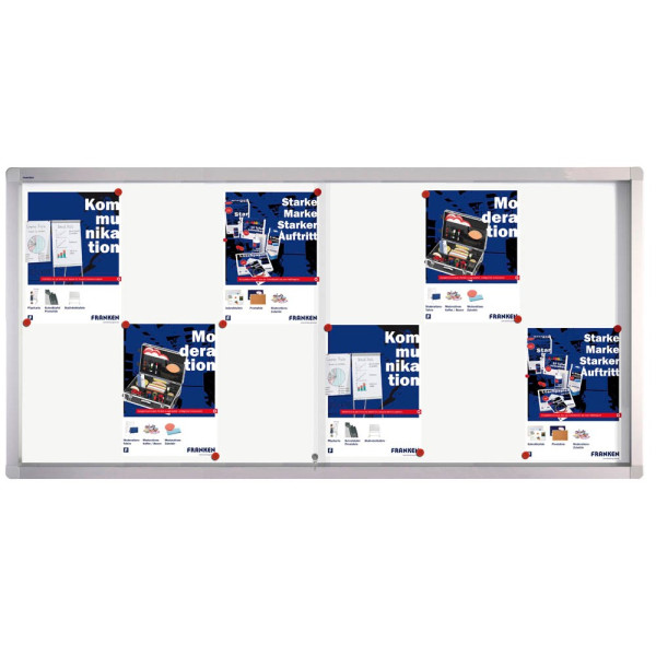 4016946201735 - Schaukasten PRO SK61 12 x A4 Schiebetür Metallrückwand weiß silber magnetisch 4016946201735 Franken