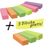 Haftmarker 670-6+3, Page Marker neon, 50x15mm, 5-farbig sortiert, ohne, rechteckig