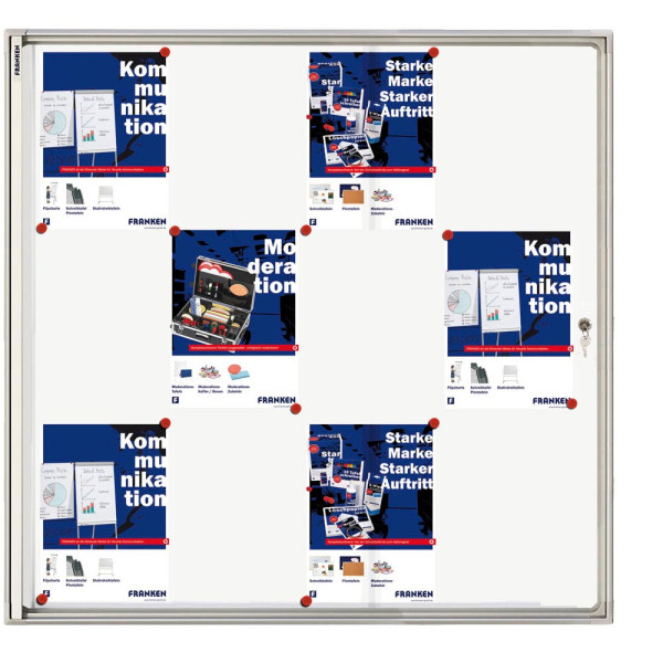 4016946212052 - Schaukasten X-tra Line 12 x A4 extraflach Metallrückwand weiß silber magnetisch 4016946212052 Franken