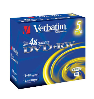 DVD-Rohlinge 43229 DVD+RW, wiederbeschreibbar, 4,7 GB / 120 Min, Jewel Case 