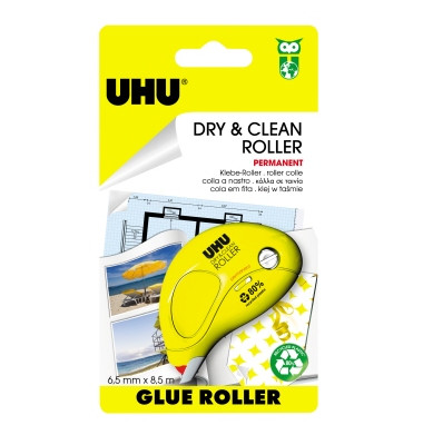 Kleberoller 50465 DRY & CLEAN, 6,5mm x 9,5m, gelb