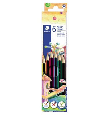 Buntstifte Noris colour 185, 185 C6, 6-farbig sortiert, sechskant, Packung