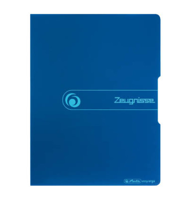 Zeugnismappe easy orga to go 11208360, blau "ohne", A4, 20 H&uuml;llen