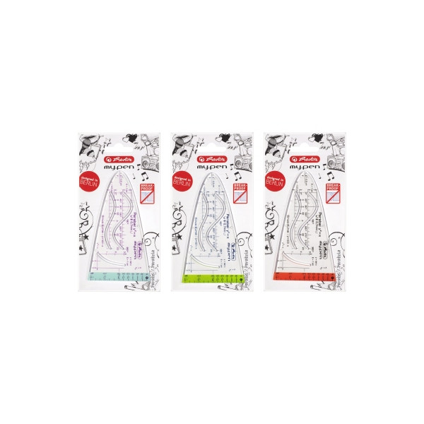 9 Stück Herlitz Kunststoff-Schablone Parabel my.pen 11368214 glasklar/farbig sortiert 4008110499598 Herlitz