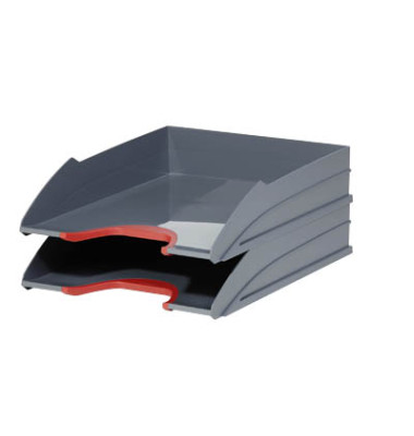 Briefablage Varicolor Tray-Set 7702-03 A4 / C4 grau Kunststoff stapelbar rote Greifzonen