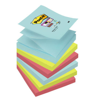 Haftnotizen R3306SMI, Super Sticky Z-Notes Miami, 76x76mm, farbig sortiert (t&uuml;rkis/neongr&uuml;n/neonpink/mohnrot), Z-Notes, quadrati