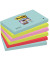 Haftnotizen 6556SMI, Super Sticky Miami, 76x127mm, farbig sortiert (t&uuml;rkis/neongr&uuml;n/neonpink/rot), quadratisch
